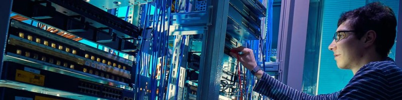 Network consultant reviewing business infrastructure with a client